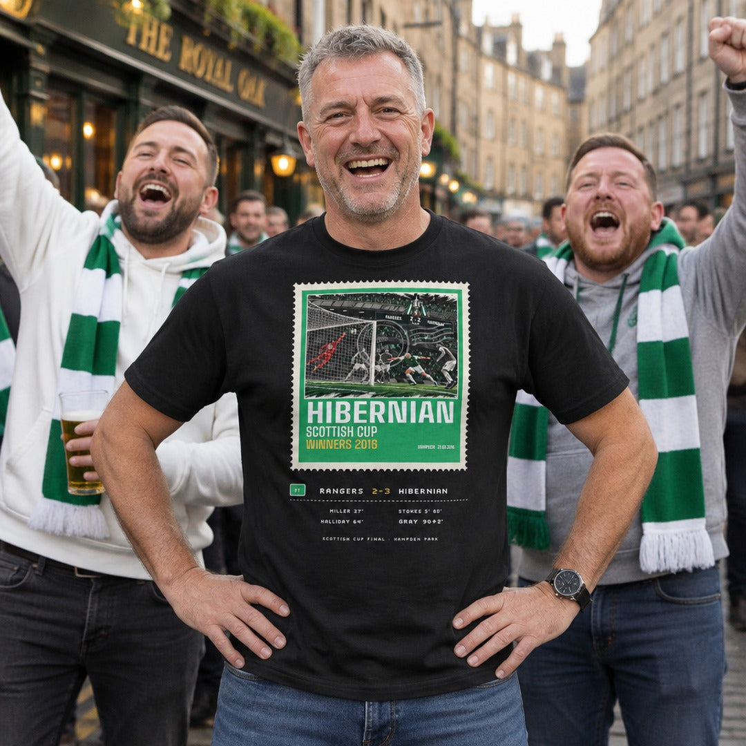 Green Hibs Scottish Cup 2016 Stamp t-shirt – Jura Inventive