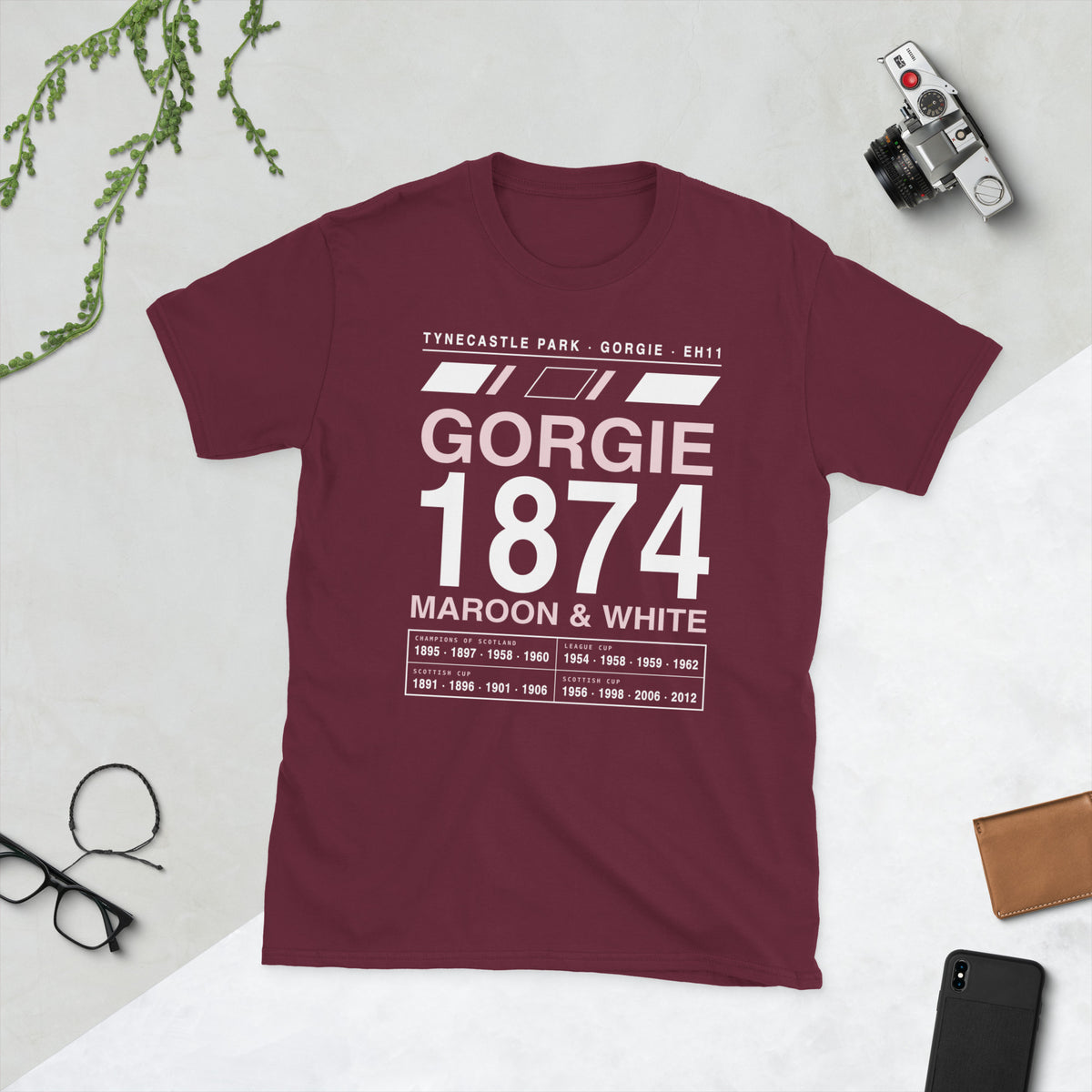 Maroon Hearts Gorgie 1874 t-shirt – Jura Inventive