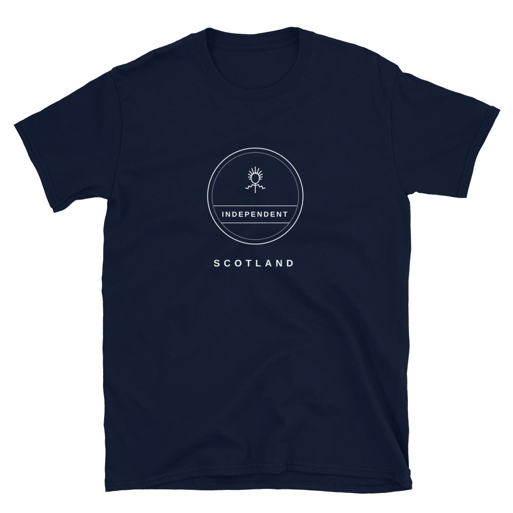 Navy Independence Badge t-shirt – Scottish independence – Jura Inventive