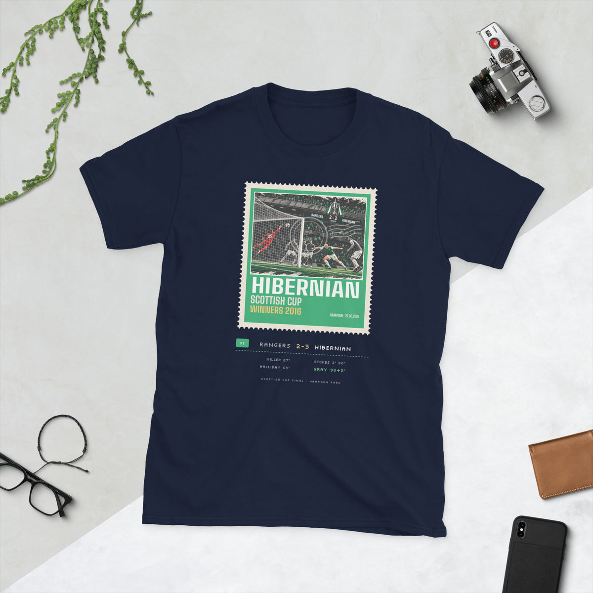 Navy Hibs Scottish Cup 2016 Stamp t-shirt – Jura Inventive