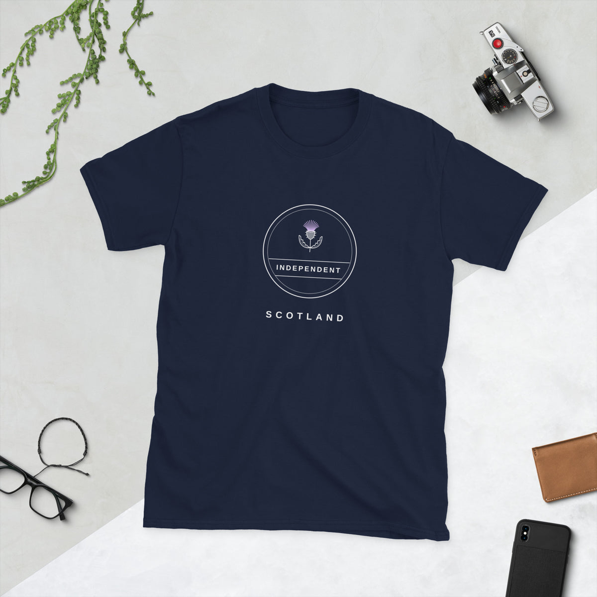Navy Independence Badge t-shirt – Scottish independence – Jura Inventive