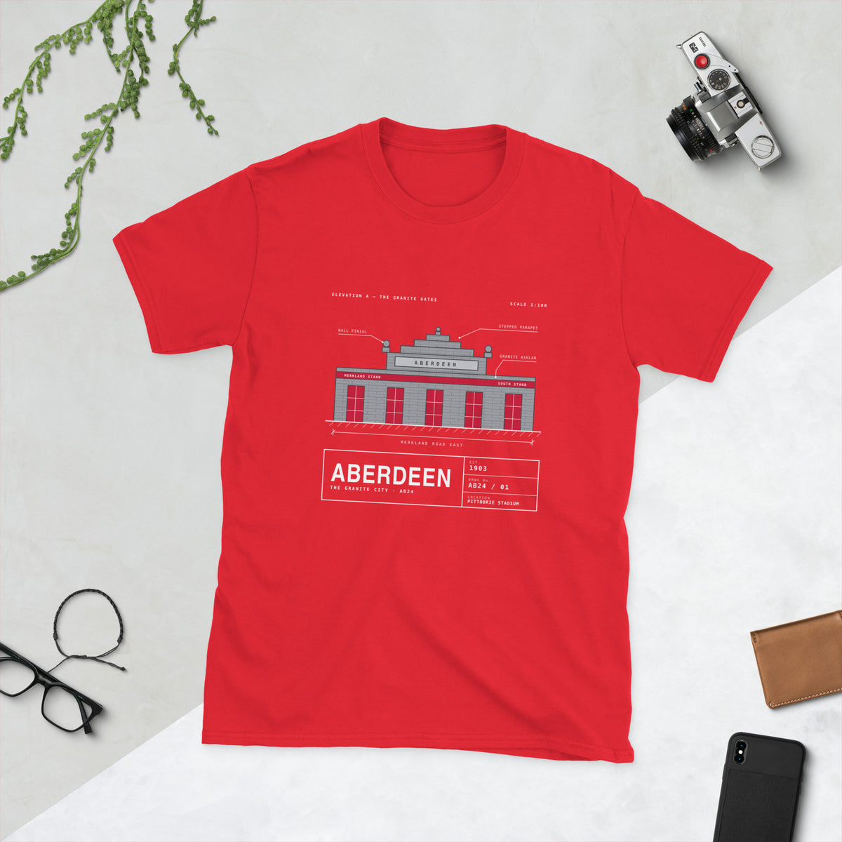 Red Aberdeen Granite Gates t-shirt – Jura Inventive
