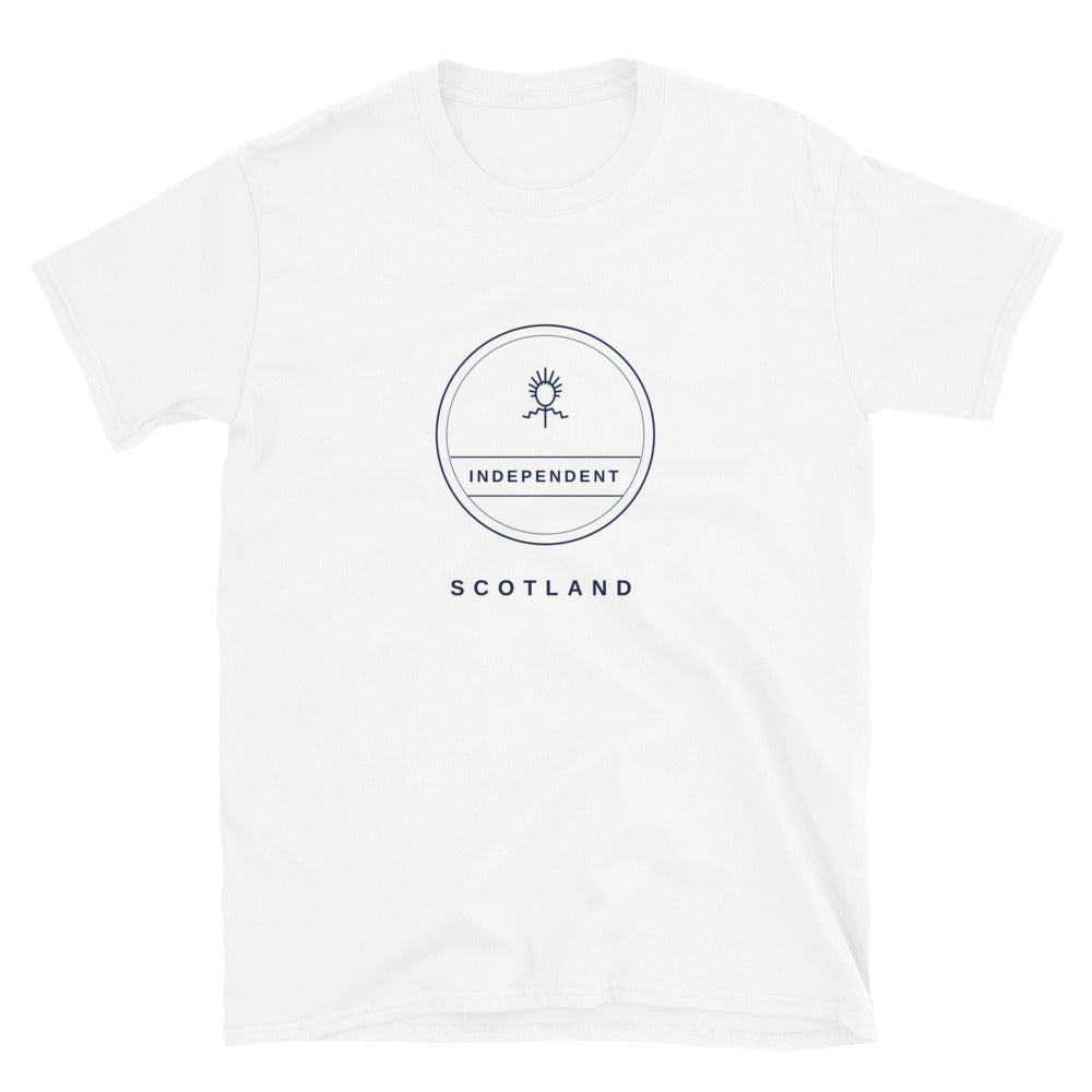 White Independence Badge t-shirt – Scottish independence – Jura Inventive