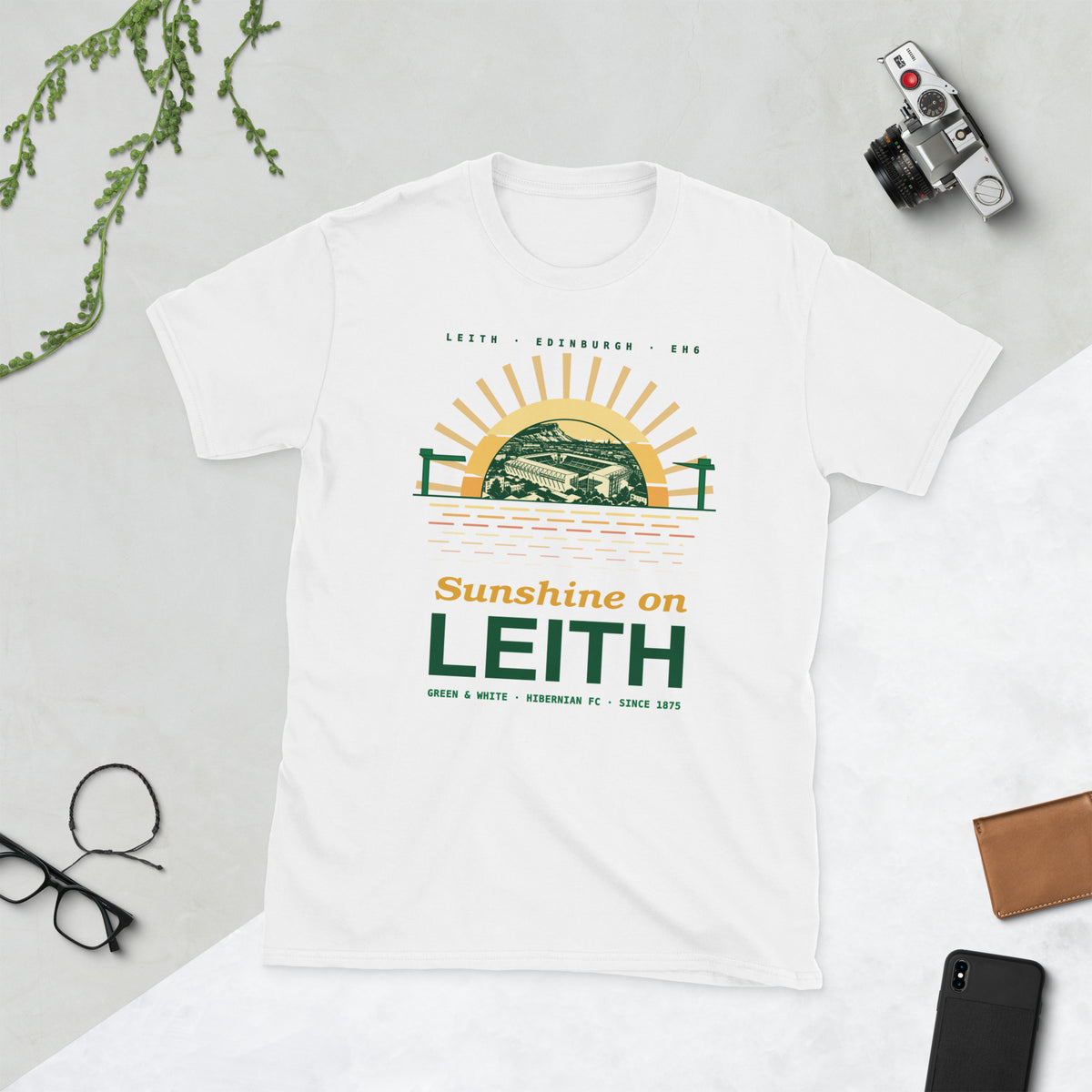 White Hibs Sunshine on Leith t-shirt – Jura Inventive
