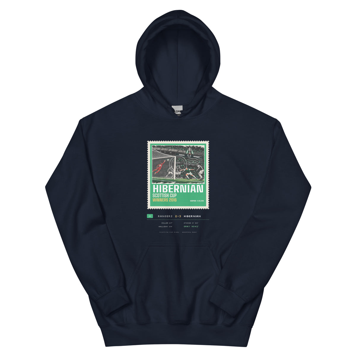 Navy Hibs Scottish Cup 2016 Stamp hoodie – Jura Inventive