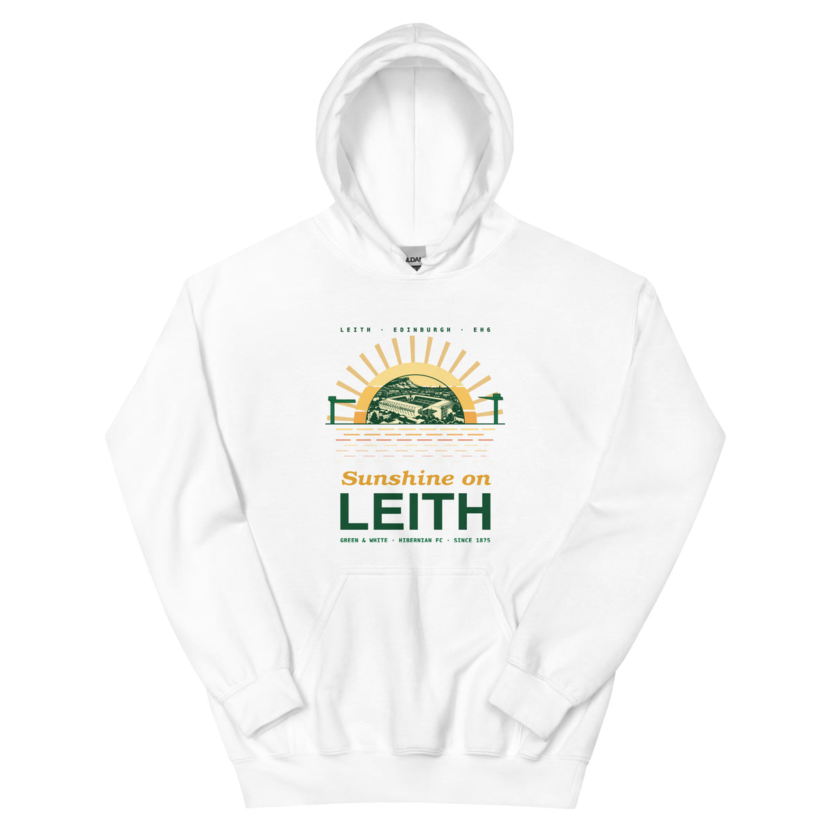 White Hibs Sunshine on Leith hoodie – Jura Inventive
